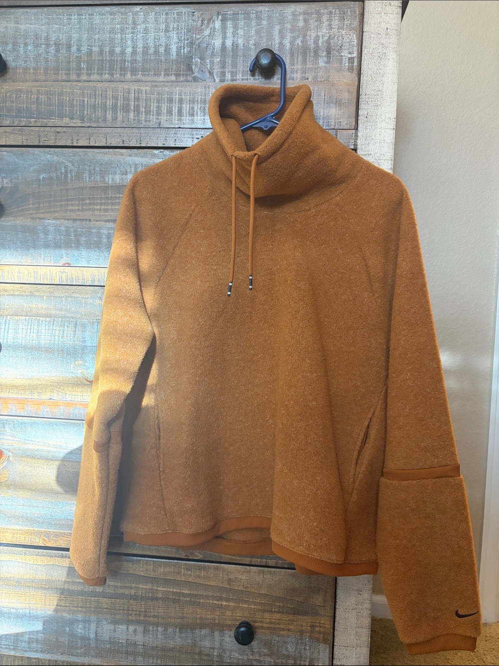Nike Women's Rust Orange Cowl Neck Pullover Sweater